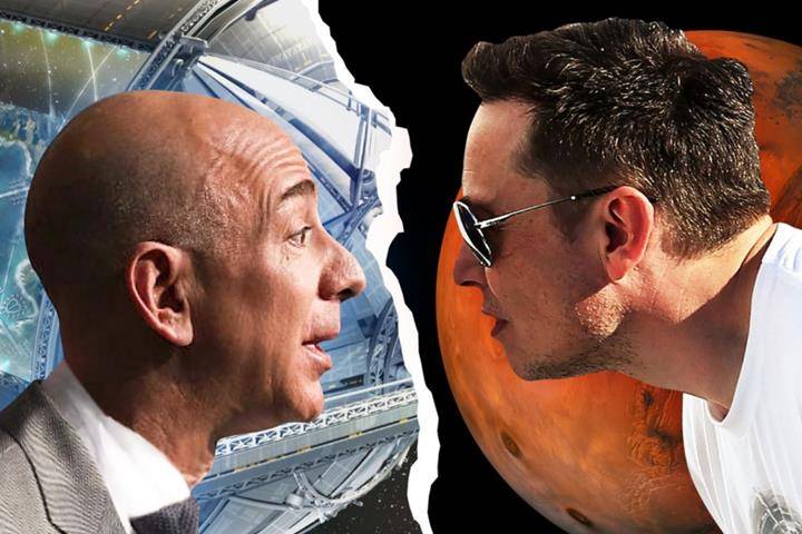 جف بزوس (Jeff Bezos) و ایلان ماسک (Elon Musk) 